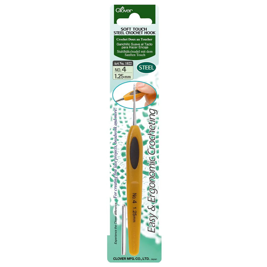 Clover Soft Touch Steel Crochet Hook Size 4 (1.25mm)